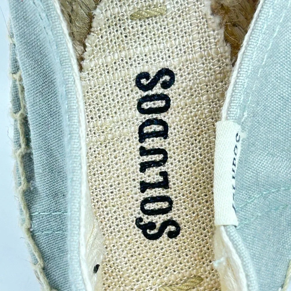 Soludos Gray Espadrilles with Embroidered Cocktail Design Size 8.5